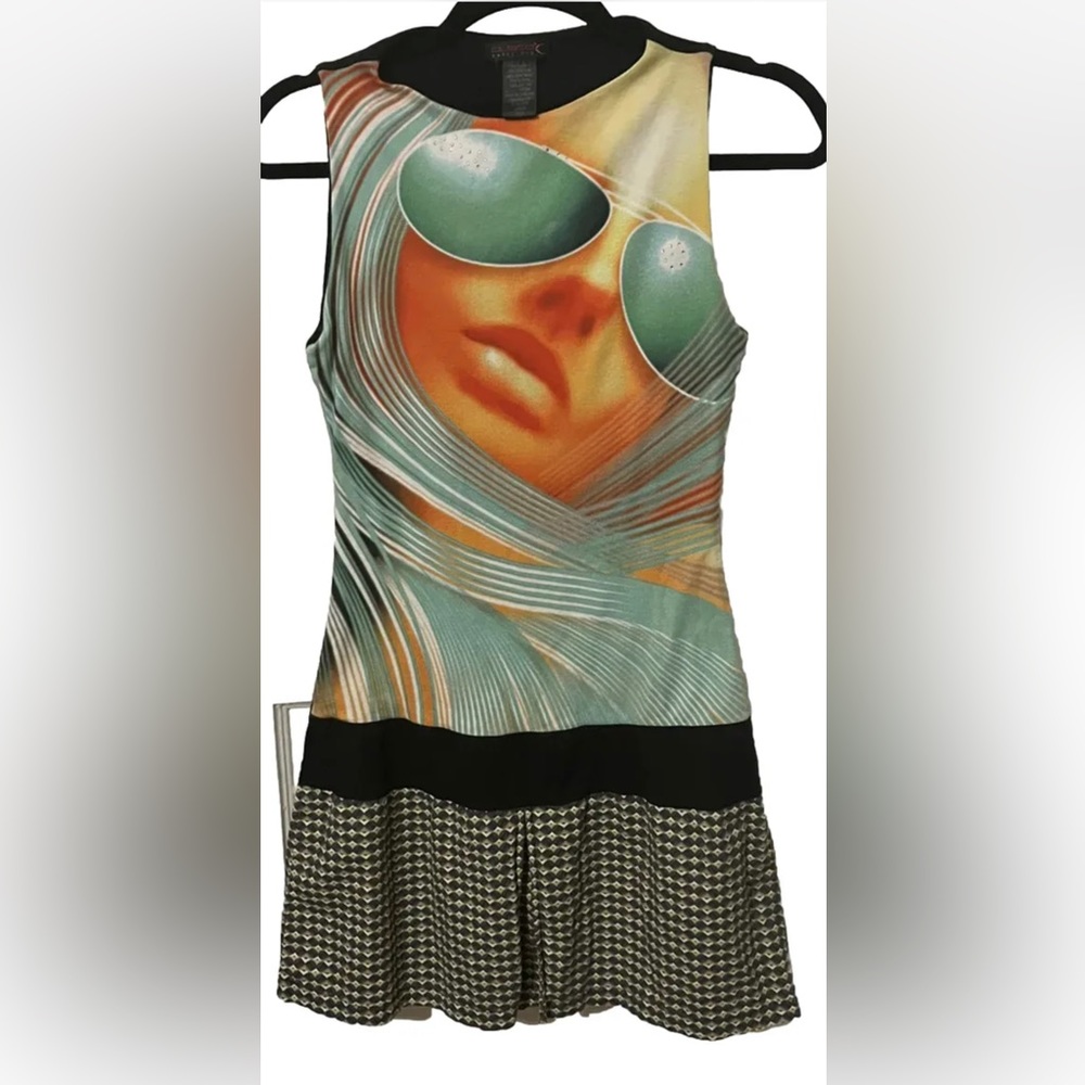 Vintage Custo Barcelona Graphic Print Mini Dress 2000’s Y2K Retro Size X-Small
